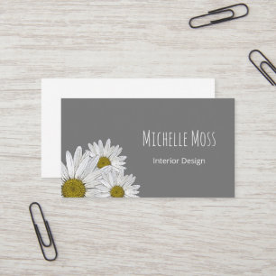 Moderne Daisies Trendy Botanical Gray Visitenkarte