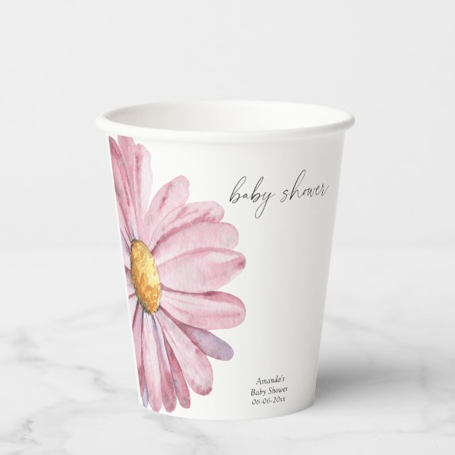Moderne Daisy-Babydusche Pappbecher (Vorderseite)