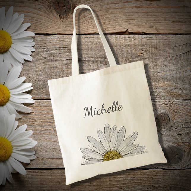 Moderne Daisy Elegant Typografie mit Blumenschrift Tragetasche (Von Creator hochgeladen)