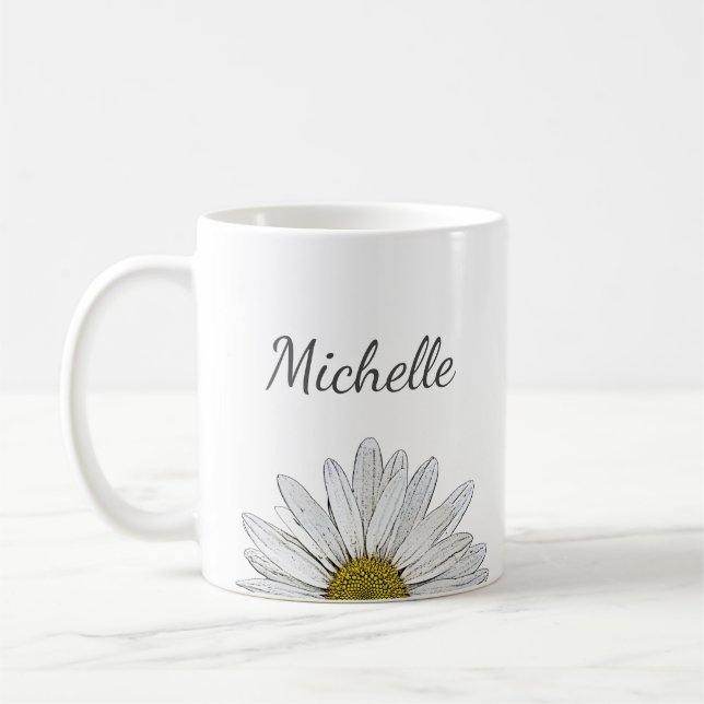 Moderne Daisy Elegante Personalisiert Kaffeetasse (Links)