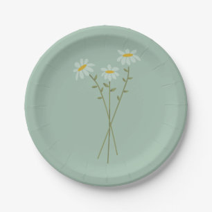 Moderne Daisy grüner Papier-Teller Pappteller