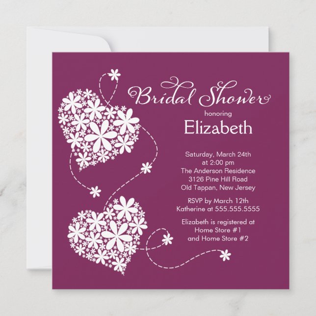 Moderne Daisy Hearts Bridal Dusche Einladung (Vorderseite)