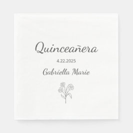 Moderne Daisy Quinceañera Elegant Gray Typografy Serviette