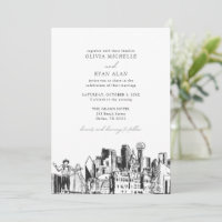 Moderne Dallas Texas Skyline Black & White Wedding
