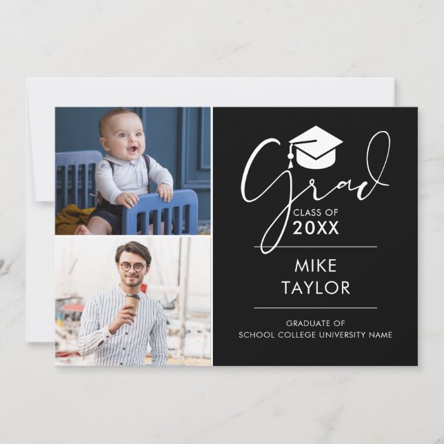 Moderne damals und heute 2 Foto Graduierungspartei Einladung (Vorderseite)