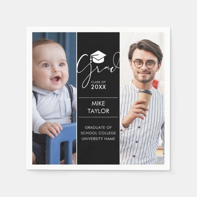 Moderne damals und heute 2 Foto Graduierungspartei Serviette (Vorderseite)