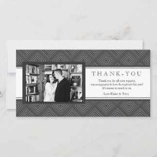 Moderne Damask Black & White Danke Foto Card
