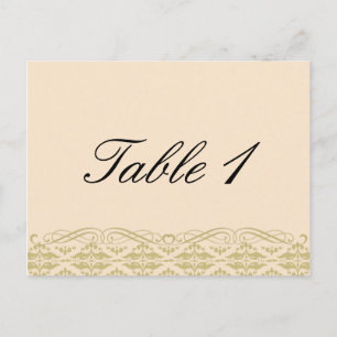 Moderne Damaske in der Elfenbeingoldhochzeit-Tisch Postkarte
