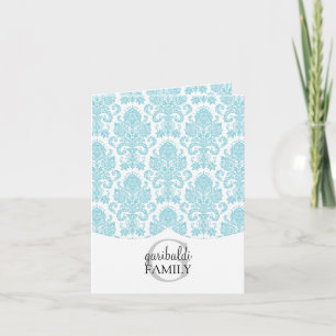 Moderne Damast-Aqua-Familie personalisiert