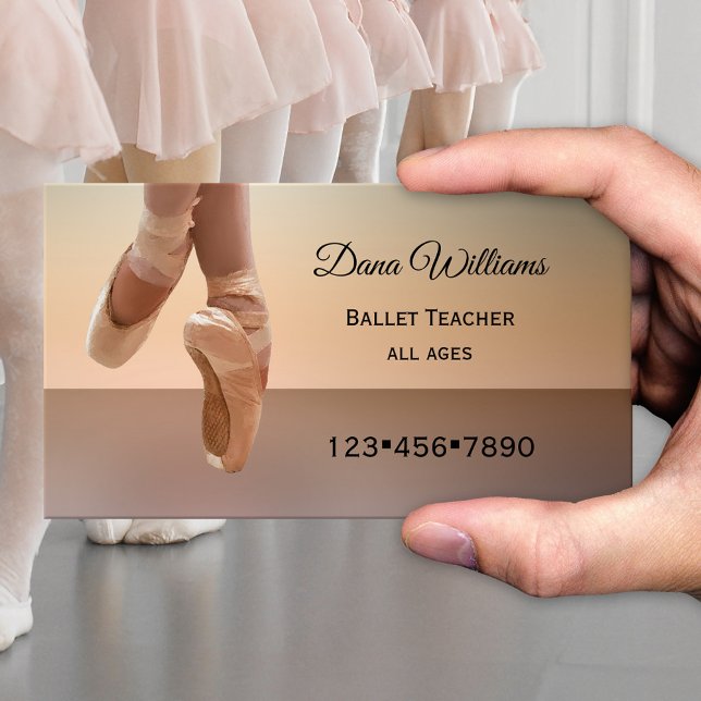 Moderne Dance Ballerina Business Card Visitenkarte (Elegant business card for a choreographer or ballet teacher, dance school or studio - ballet shoes)