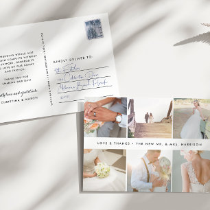 Moderne Dankbarkeit Hochzeitsfotocollage Vielen Postkarte