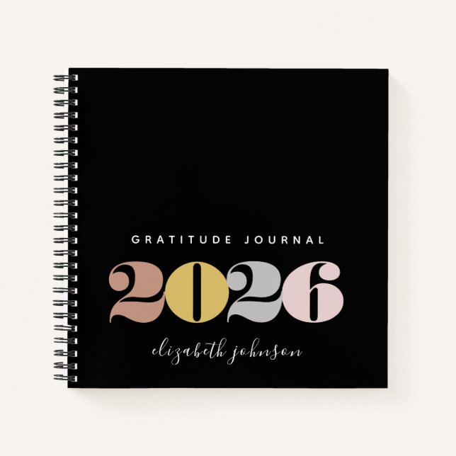 Moderne Dankbarkeit New Years Monogram Notizbuch (Vorderseite)