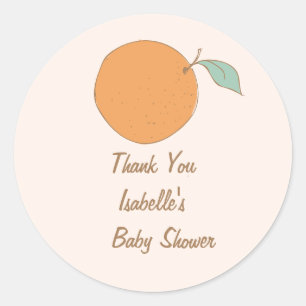 Moderne Danke für die süße kleine Orange Baby Show Runder Aufkleber