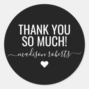 Moderne danke so viel Typografie schwarz Runder Aufkleber