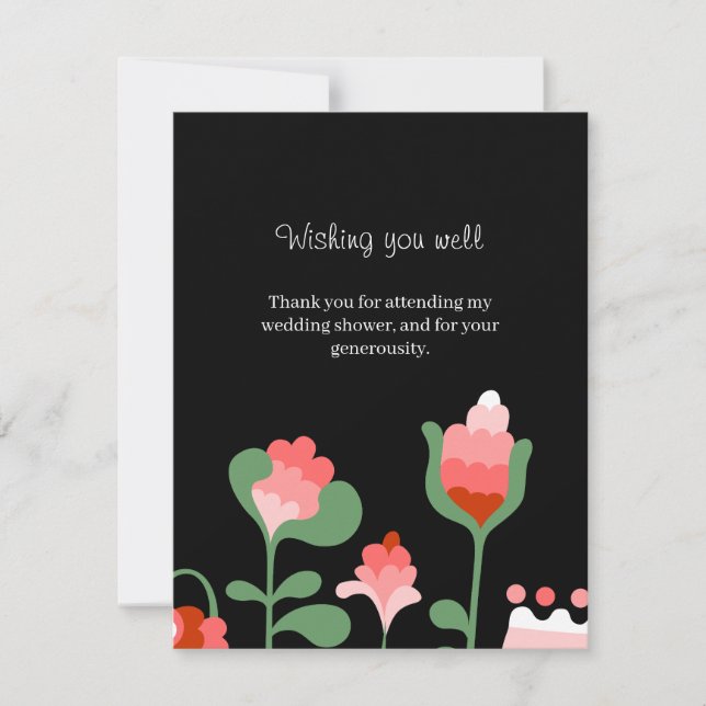 Moderne Danke Whimsical Florale Hochzeitsdusche (Vorderseite)