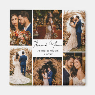 moderne Dankeschön 6 Fotos Collage Hochzeit  Magnet