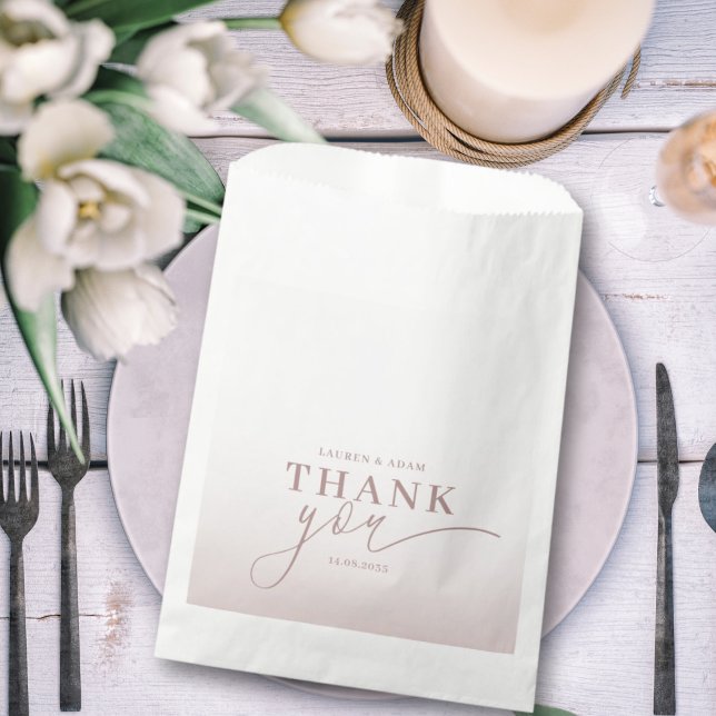 Moderne Dankeschön Calligraphy Rose Gold Wedding Geschenktütchen (Von Creator hochgeladen)