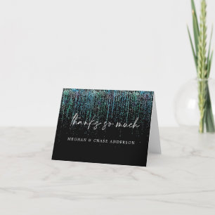 Moderne Dankeschön Edgy Türkis Glitter Dankeskarte