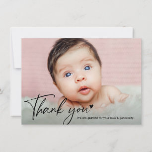 Moderne Dankeschön-Herz-Fotos für Babyparty Dankeskarte