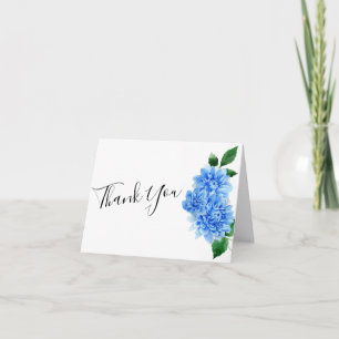Moderne Dankeschön-Wasserfarbe Blaue Dahlienblumen Dankeskarte