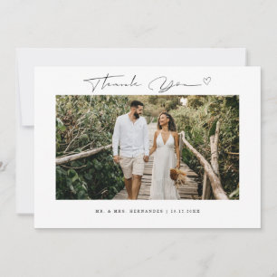 Moderne Dankeskarten-Hochzeitsskript mit 2 Fotos Dankeskarte