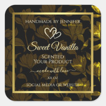 Moderne Dark Gold Floral Product Packaging Labels