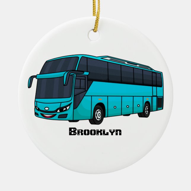 Moderne Darstellung des Cartoon von Personenbussen Keramik Ornament (Vorne)