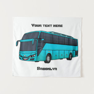 Moderne Darstellung des Cartoon von Personenbussen Wandteppich