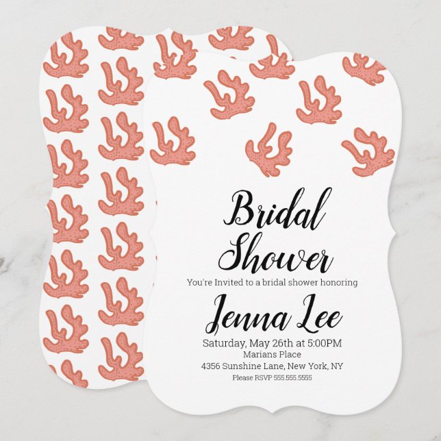 Moderne Darstellung des Korallenriffs Doodle Einladung (Vorne/Hinten)