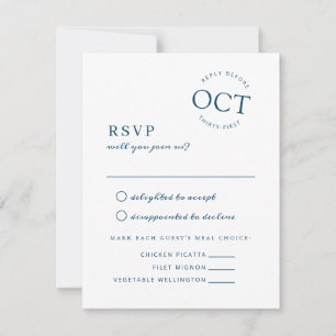 Moderne Datum Siegel Navy Blau Hochzeit RSVP Save The Date