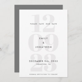 Moderne Datumsnummer Typografie Grau Save The Date