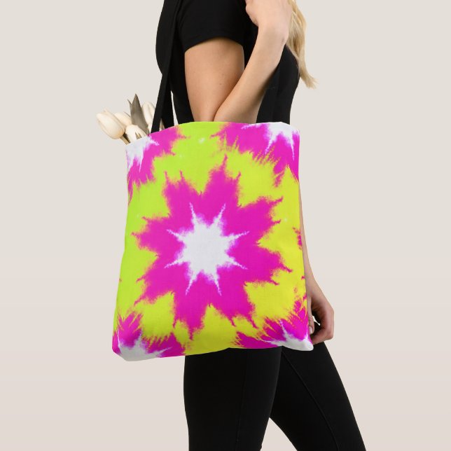 Moderne Dazzle Rose Grün Gelbe Gefärbte Krawatte (Von Nahem)