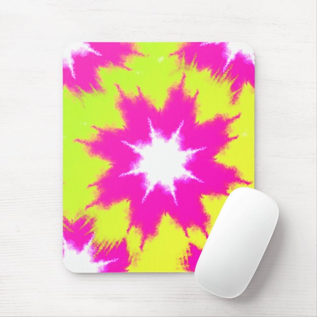 Moderne Dazzle Rose Grün Gelbe Gefärbte Krawatte Mousepad (Mit Mouse)