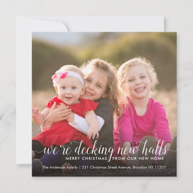 Moderne Decke neue Hallen Foto Holiday Moving Ankündigung (Vorderseite)