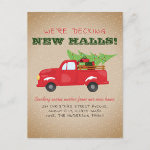 Moderne Decke Neue Hallen Roter Lkw Urlaub Bewegun Ankündigungspostkarte