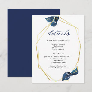 Moderne Deep Indigo Blue und Gold Details Einladung