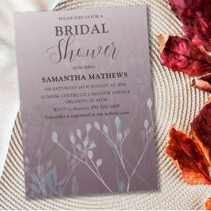 Moderne Deep Plum Foliage Bridal Dusche Einladung