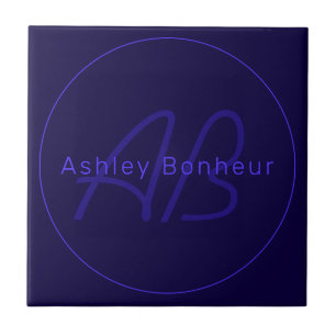 Moderne Deep Purple Farben Cooler Name & Monogra Fliese