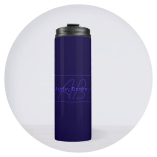 Moderne Deep Purple Farben Cooler Name & Monogra Thermosbecher
