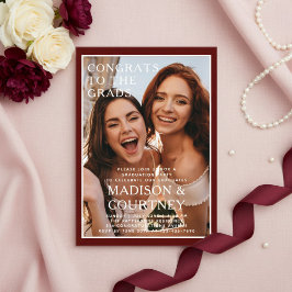 Moderne Deep Red Gingham Foto Graduation Party Acryleinladungen