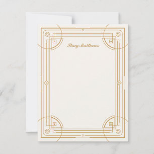 Moderne Deko Frame Stationery Note Card - Tan