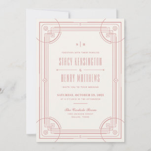 Moderne Deko Frame Wedding Einladung - Rose