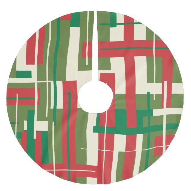 Moderne dekonstruierte Karierte Weihnachten des Mi Polyester Weihnachtsbaumdecke (Vorderseite)