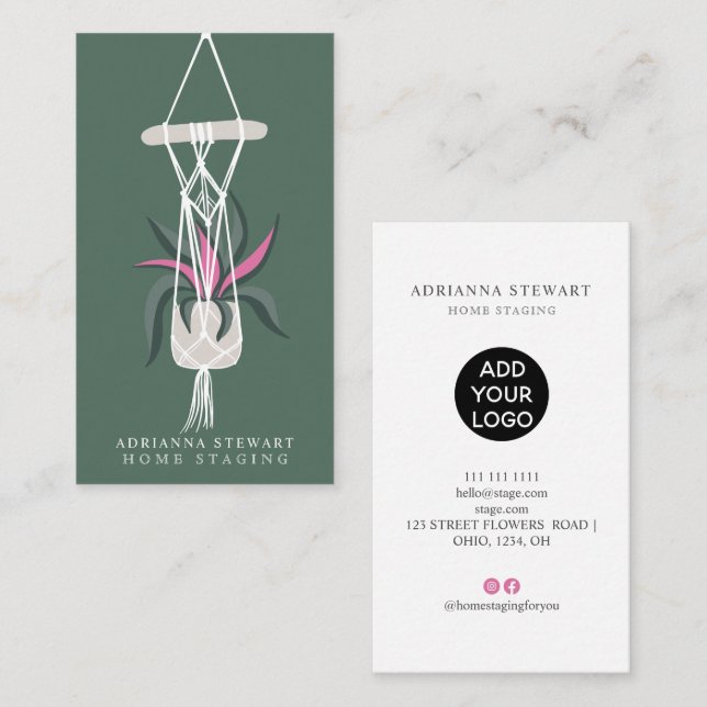 Moderne Dekoration der grünen Pflanze Visitenkarte (Vorne/Hinten)