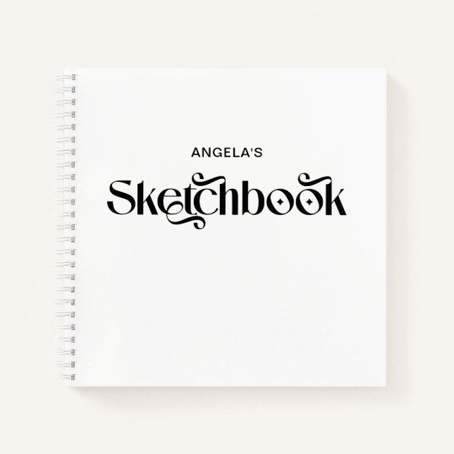 Moderne Dekoration Elegante Typografie Sketch Notizbuch (Vorderseite)