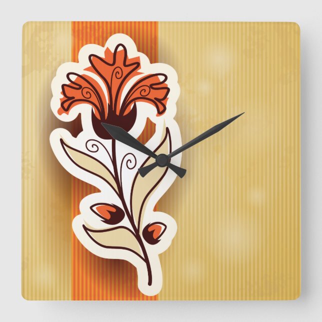 Moderne Dekoration mit Blume, Wanduhr (Vorderseite)