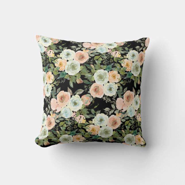Moderne Dekoration Peach Floral Peonies Kissen (Vorderseite)