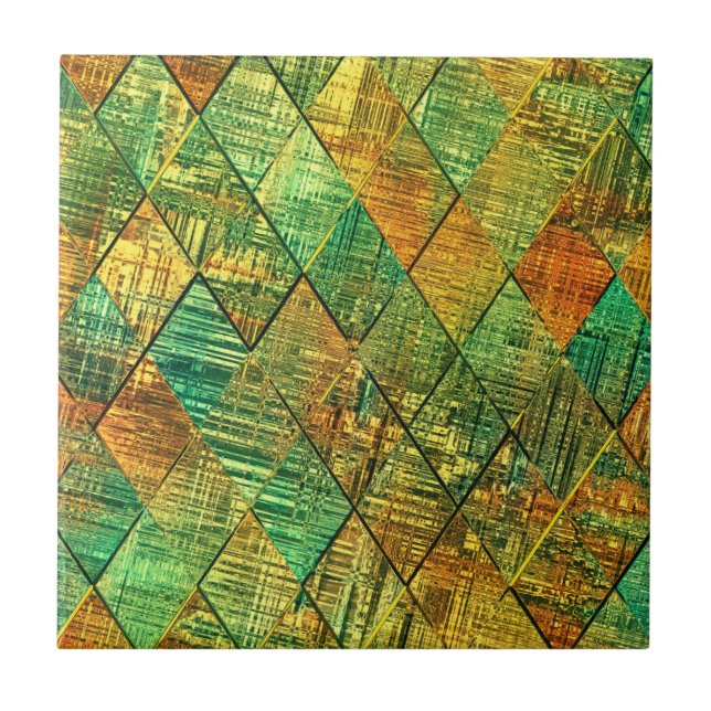 Moderne dekorative geometrische Glasmalerei Fliese (Vorderseite)