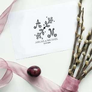 Moderne Dekorative Hochzeitmonogramm Gummistempel