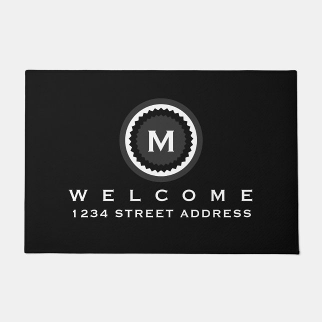 Moderne dekorative Monogram Medallion | Begrüßung Fußmatte (Vorderseite)